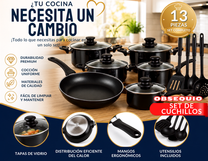SET DE 13 PIEZAS PARA COCINAR COMO UN PROFESIONAL