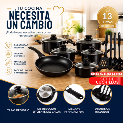 SET DE 13 PIEZAS PARA COCINAR COMO UN PROFESIONAL