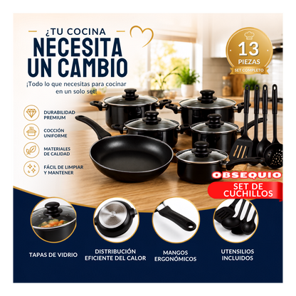 SET DE 13 PIEZAS PARA COCINAR COMO UN PROFESIONAL